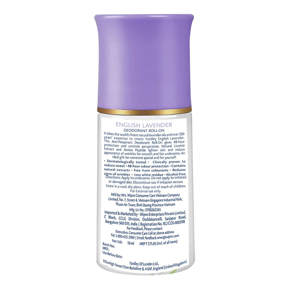 Yardley London English Lavender Anti Perspirant Deodorant Roll On For Women, Floral, 50ml - Image 3