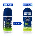 NIVEA MEN Fresh Power Roll-On Deodorant | 72 H Long Lasting Freshness | Fights bacteria and body odour | Fresh musk fragrance | 0% Alcohol | Dermatologically Approved & Paraben Free Formula | 50ml - Image 2