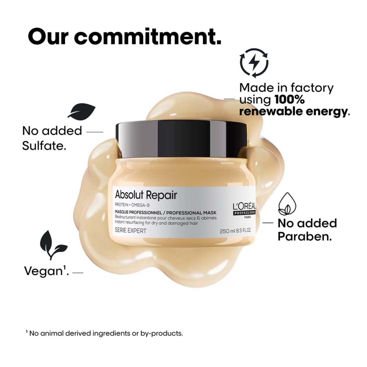 L'Oréal Professionnel Absolut Repair Mask for Dry & Damaged Hair - 250ml | Professional mask for Strengthening and Repairing Hair, With Protein & Omega-9, For Men & Women - Image 9