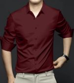 DEELMO Men's Stylish Solid Satin Casual Shirt for Men Full Sleeves| Poly Satin Silk Shirt - Image 2