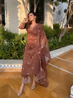 Royal Export Women's Viscose Silk Floral Embroidered Straight Kurta Pant with Dupatta - Image 6