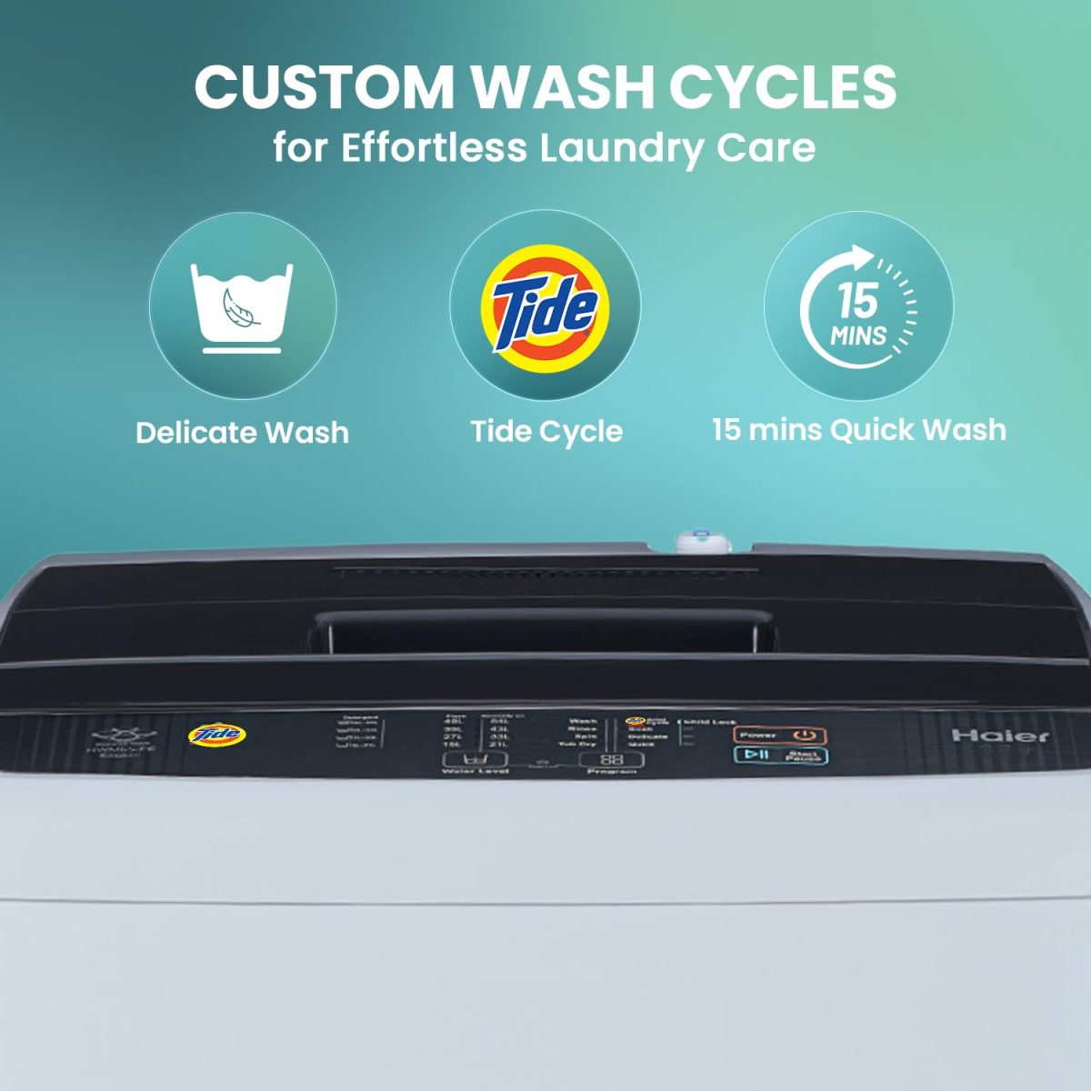 Haier 7 Kg 5 Star Fully Automatic Top Load Washing Machine with Oceanus Wave Drum, Magic Filter, 8 Wash Programs (HWM70-AE, Moonlight Silver, Stainless Steel Drum, 15 Mins Quick Wash) - Image 3