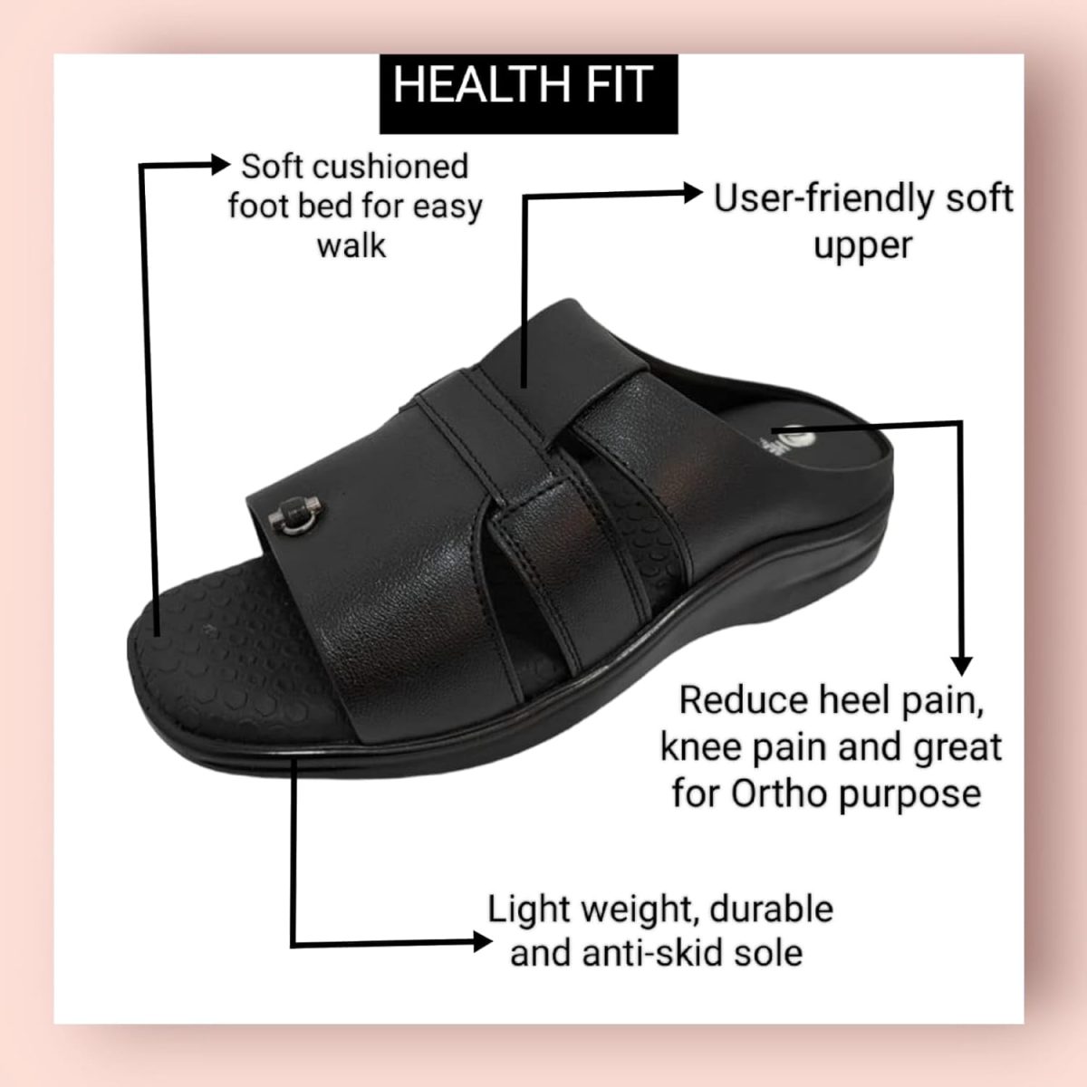 HEALTH FIT Extra Soft Diabetic & Orthopedic Slippers/Doctor Sole Chappal & Comfortable LightWeight Foortwear For Men's-702 - Image 2
