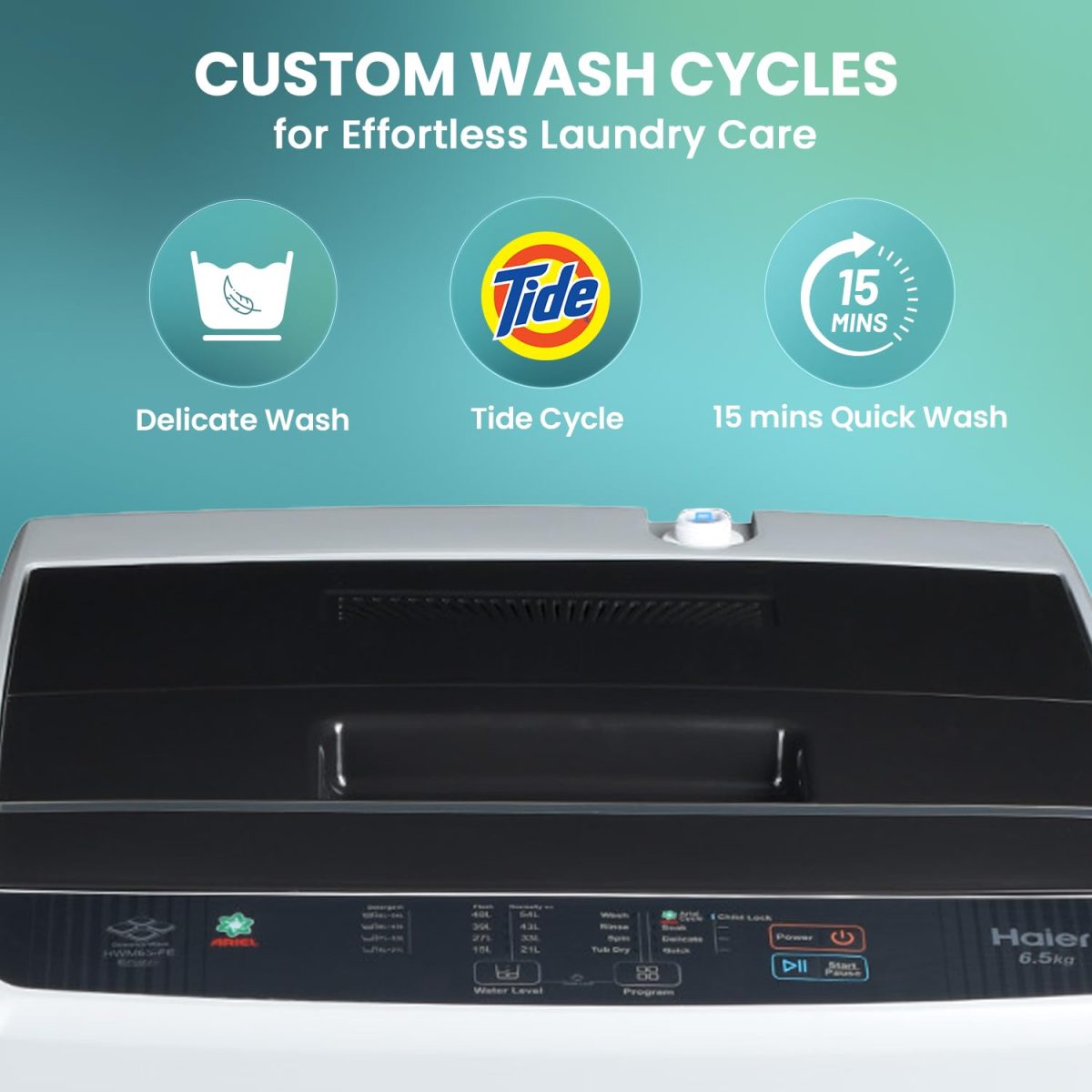 Haier 6 kg 5 Star Oceanus Wave Drum Washing Machine Fully Automatic Top Load (HWM60-AE, Moonlight Silver) - Image 3