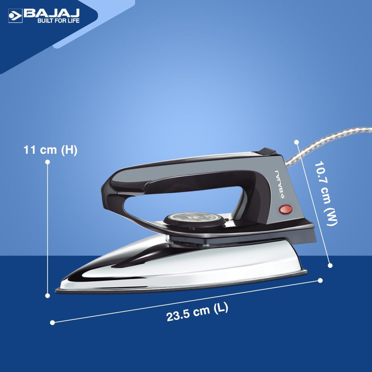 Bajaj DX-2 600W Dry Iron | Advance Soleplate And Anti-Bacterial German Coating Technology | 180 Degree Swivel Cord | Cool Touch Handle | 2-Yrs Warranty 【Black】 - Image 6