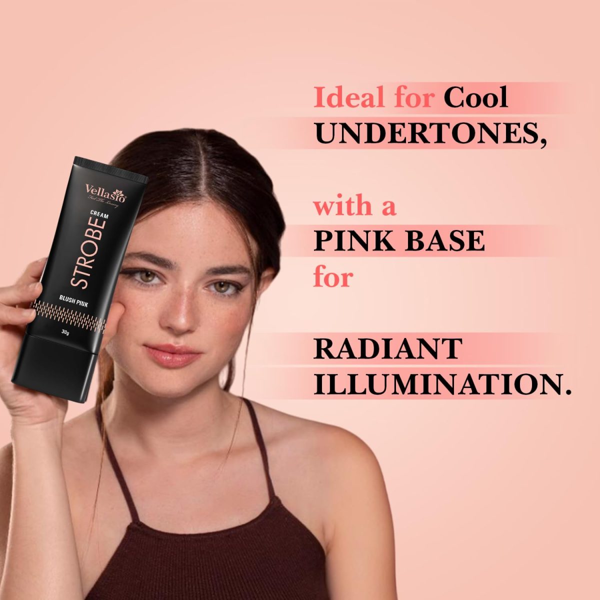 ellasio Strobe Cream - Blush Pink | Face Illuminator & Primer with Hyaluronic Acid, Squalene & Japanese Sakura | Dewy Glow, Hydration, Non-Comedogenic for All Skin Types - 30g - Image 8