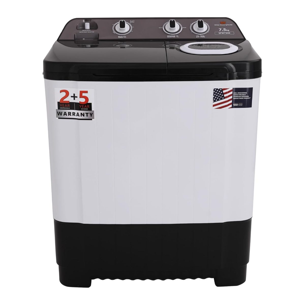 White Westinghouse 7.5 kg 3D Wash Semi Automatic Top Loading Washing Machine (SFW7500/ BLACK/ 2023) - Image 12