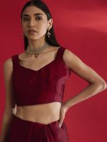 AKHILAM Women's Satin Solid Saree With Unstitched Blouse - Image 8