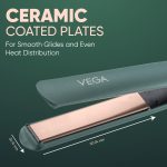 Vega Salon Smooth Hair Straightener for Women with Ceramic Coated Plates, Quick Heatup & Travel Friendly, Travel Lock, Green (VHSH-42) - Image 2