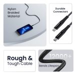 Ambrane Type-C to Lightning USB Cable, 22.5W Fast Charging, 480Mbps Data Sync Cable Compatible with iPhone, iPad, Macbook, iMac, AirPods, 1.25m (ABTL-125 Black) - Image 5