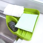 FreshDcart Kitchen Soap Stand for Sink with Tray – Compact Plastic Kitchen Soap Stand for Sink, Corner Storage Rack for Sponge, Scrubber & Dish Soap (Green, Pack of 1) - Image 4