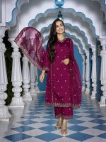 Royal Export Women's Viscose Silk Floral Embroidered Straight Kurta Palazzo with Dupatta (RX99) - Image 5