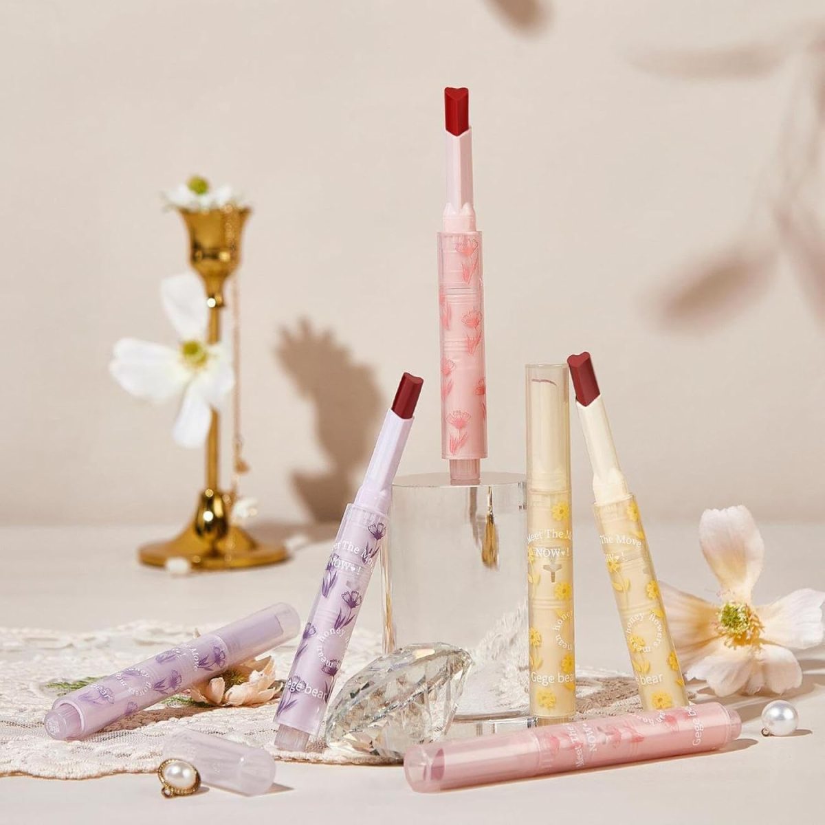 Gege Bear 6-Piece Heart-Shaped Jelly Lip Gloss Set, Hydrating Lipstick for Women and Girls, Moisturizing Non-Sticky Formula, Perfect for Everyday Use (6 Pcs Set, 3.2g each) - Image 9