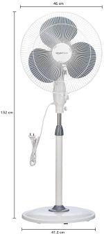 amazon basics 16-Inch Pedestal Fan | Tilting Head | 1400 RPM | Silent Operation| 400mm Sweep Length (Grey) - Image 6