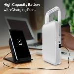 wipro Safari Emergency Rechargeable Led Lantern with 7200 Mah Battery | 122 Individual Led Lights | Brightness Control Feature | in- Built Mobile Charging Point|15 Watt (Pack of 1) White - Image 4