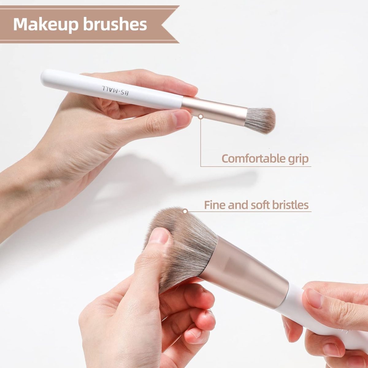 BS-MALL Makeup Brushes18 Pcs Premium Synthetic Powder Foundation Blush Contour Concealers Lip Brushes with Brush Holder Package for Gift （White) - Image 4
