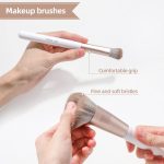 BS-MALL Makeup Brushes18 Pcs Premium Synthetic Powder Foundation Blush Contour Concealers Lip Brushes with Brush Holder Package for Gift （White) - Image 4