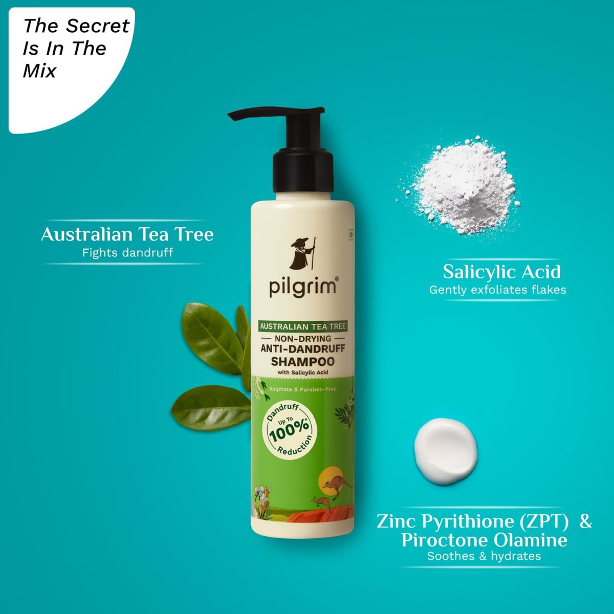 Pilgrim Australian Tea Tree Non-Drying Anti-Dandruff Shampoo 200 ml | Removes Dandruff from Source | Helps with Itching, Irritation | Strong & Smooth Hair | For Men & Women | - Image 3