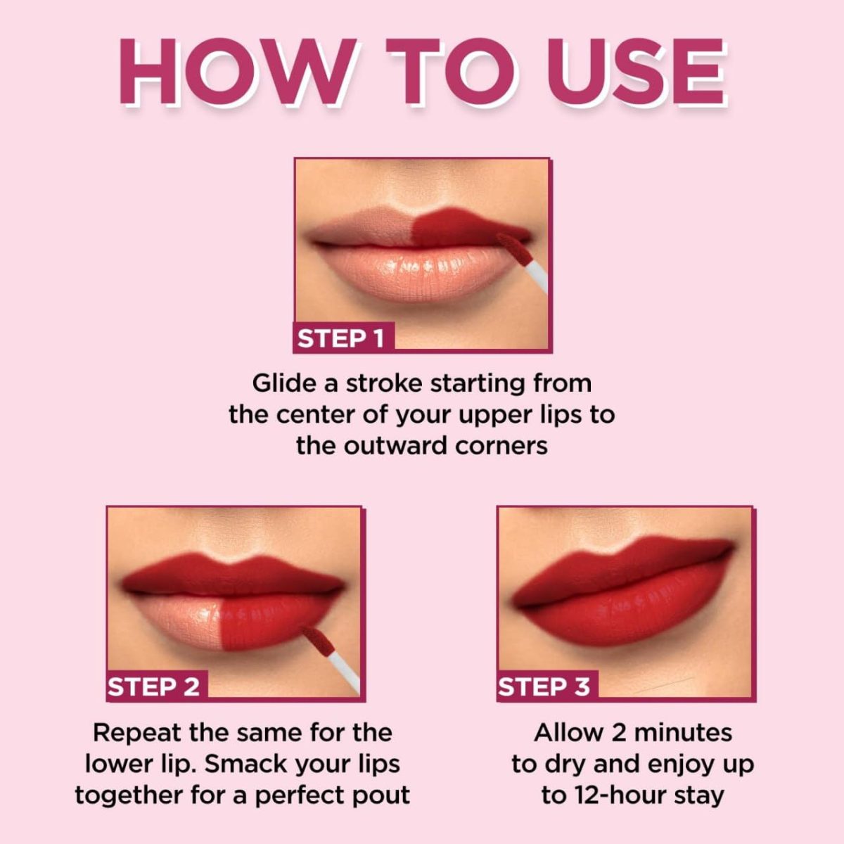 Liquid Matte Lip Stick, 8-Hour Long Stay, Long Lasting & Waterproof, Lipstick Combo (Red, Maroon, Pink, Purple – Pack Of 4) For Women - Image 7