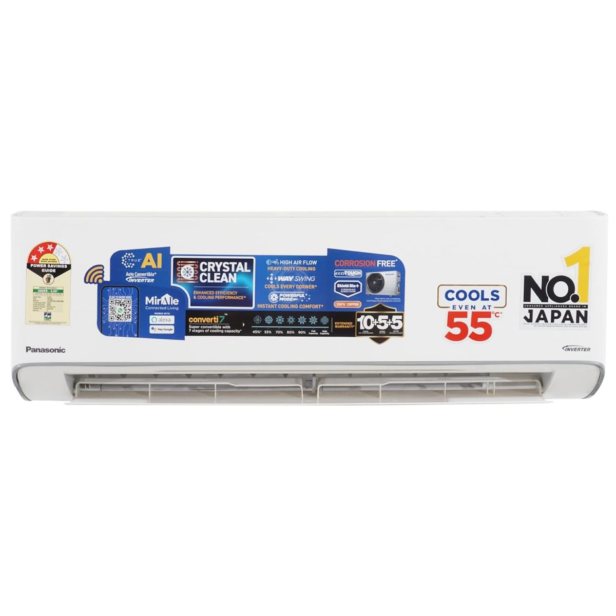 Panasonic EU 7 in 1 Convertible 1.5 Ton 3Star Inverter Split,(100% Copper Condenser, CS/CU-EU18BKY3FM), With MirAie & Matter Certified 55°Tested,High CFM & Eco tough Outdoor Crystal Clean Technology - Image 2