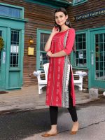 Pinkmint Women's Printed Kurti for Women's Round Neck Straight Kurti for Women (Pack of 5) - Image 6