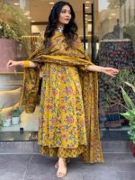 Royal Export Women's Viscose Floral Printed Anarkali Kurta with Palazzo Pants & Dupatta - Ethnic Wear - Image 3