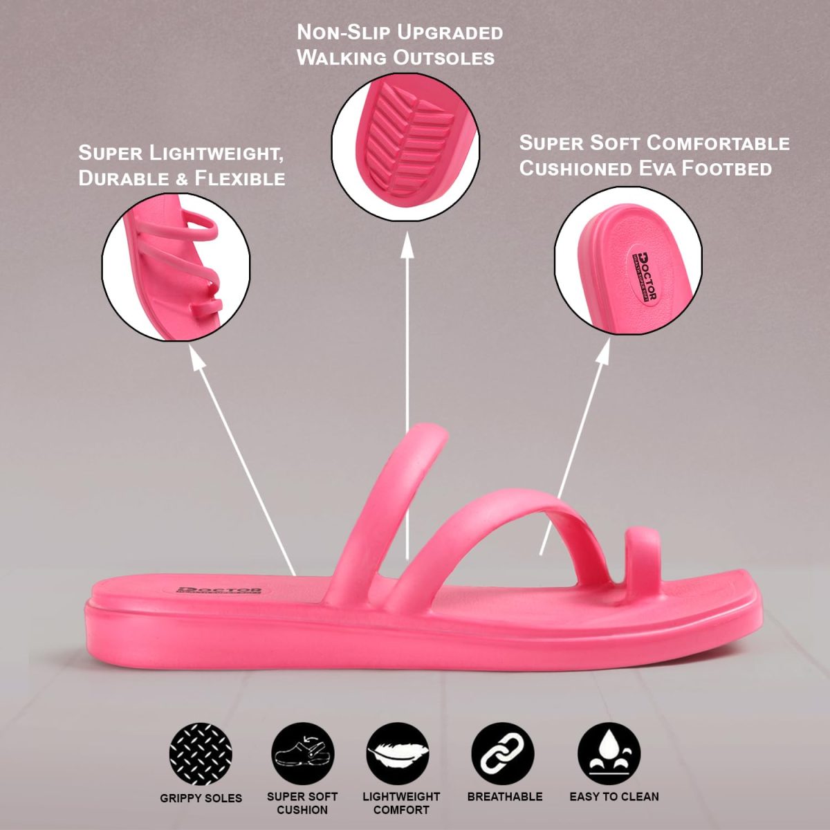 DOCTOR HEALTH SUPER SOFT Premium Women's Trendy Triple Strap EVA Slippers | Soft, Open-Toe, Lightweight Daily Comfort Slides, Open-Toe Slippers for Home & Outdoor - Image 9