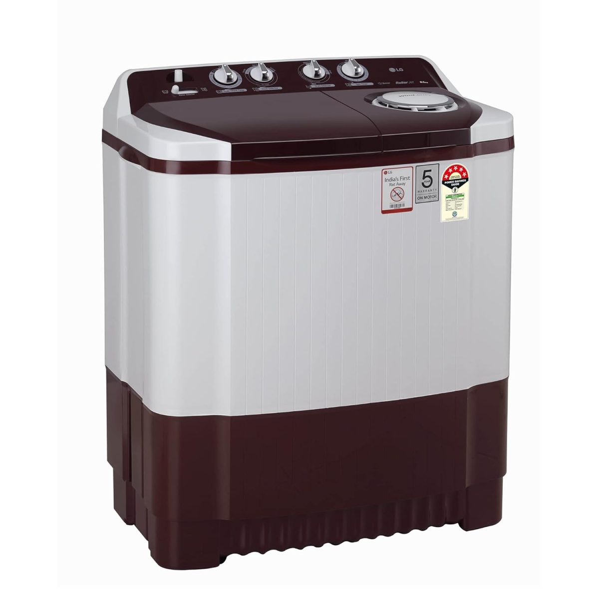 LG 8.5 kg 5 Star Semi-Automatic Top Load Washing Machine (P8530SRAZ, Burgundy, Roller Jet Pulsator) - Image 10