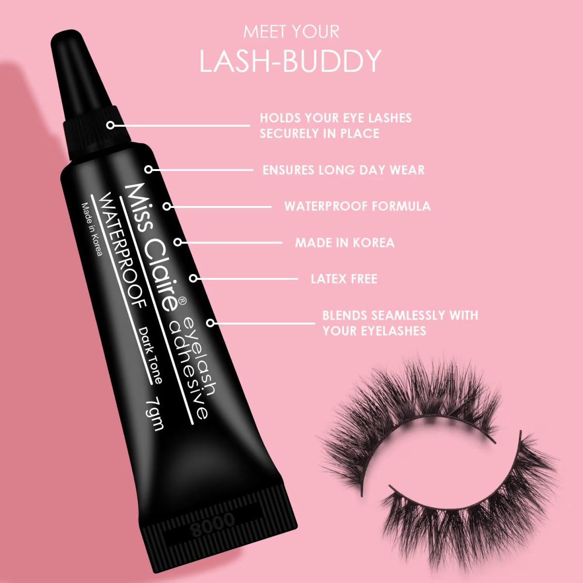 Jukusa Huda Beauty Eye-Lash Glue False Eyelash Adhesive Glue Waterproof Eyelashes Extension Glue (1 Pc) - Image 2