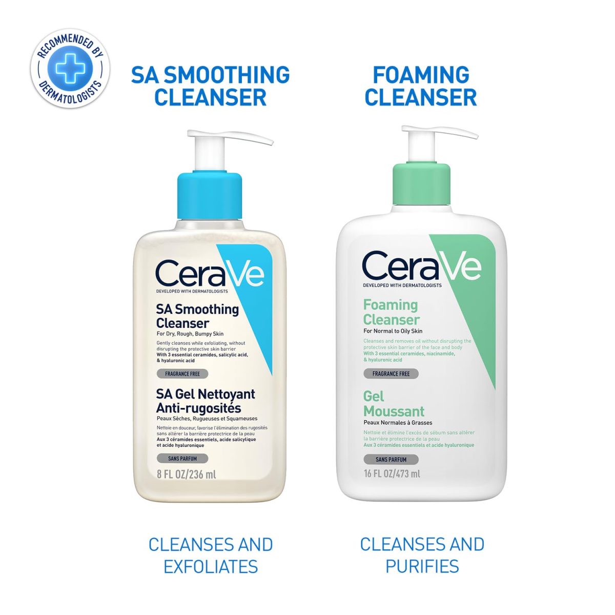 CeraVe SA Smoothing Cleanser For Dry, Rough & Bumpy Skin, contains Salicylic Acid, Dermatologist Recommended Face wash (236ml) - Image 8