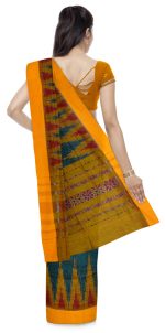 ODISHA HANDLOOM Women's Ikat Silk Saree (o 35_Green) - Image 2