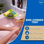 FreshDcart Kitchen Soap Stand for Sink with Tray – Compact Plastic Kitchen Soap Stand for Sink, Corner Storage Rack for Sponge, Scrubber & Dish Soap (Green, Pack of 1) - Image 2