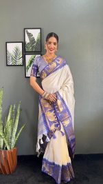 Veglari women's kanchipuram lithi silk cotton soft jacqurad banarsi sarees with blouses piescs - Image 3
