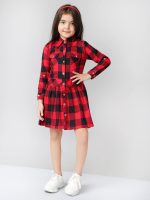 Naughty Ninos Girls Red Checked Shirt Dress for 3 to 12 Years - Image 3