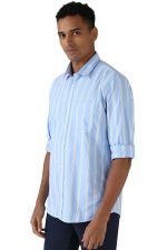 Peter England Men Cotton Slim Fit Stripe Shirt - Image 2