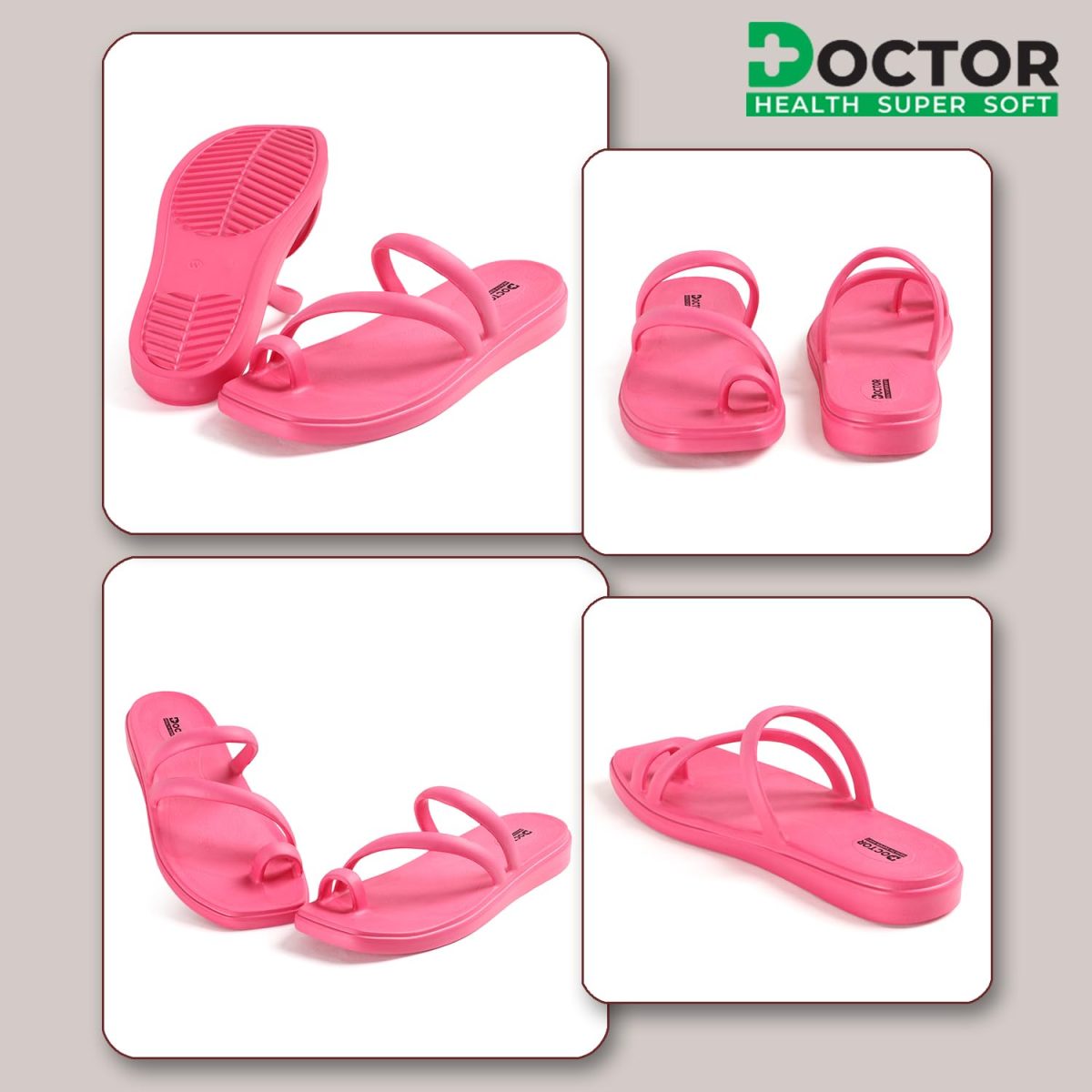 DOCTOR HEALTH SUPER SOFT Premium Women's Trendy Triple Strap EVA Slippers | Soft, Open-Toe, Lightweight Daily Comfort Slides, Open-Toe Slippers for Home & Outdoor - Image 4