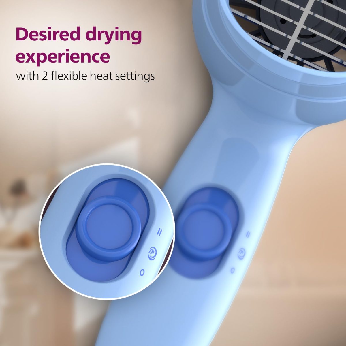 Philips HP8100/60 Compact Hair Dryer| 2 Flexible heat setting| ThermoProtect prevents overhearting | 1000 Watts- Blue - Image 5