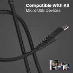 Portronics Konnect B Micro USB Cables For Fast Charging & Data Sync 3.0 Amp with PVC Heads I Nylon Braided I 1 mtr(Black) - Image 5