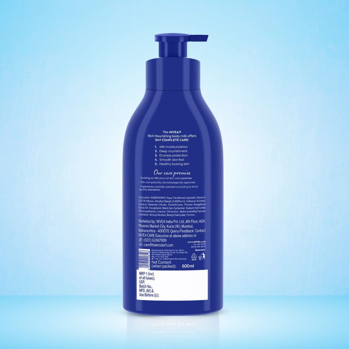 NIVEA Nourishing Body Milk 600ml Body Lotion | 48 H Moisturization | With 2X Almond Oil | Smooth and Healthy Looking Skin |For Very Dry Skin - Image 6