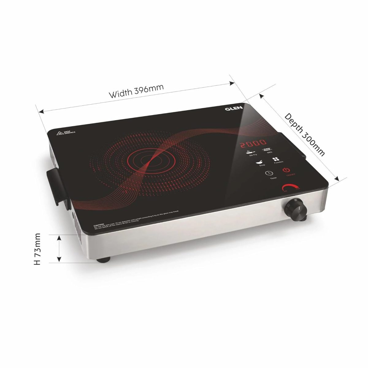 Glen 2000W Infrared Induction Stove with Grill Rack for Barbecue, Crystal Glass Plate, Digital Display, 3 Preset Cooking Modes, Touch Control, Infrared Cooktop Hot Plate (SA3074_Infra) - Image 6