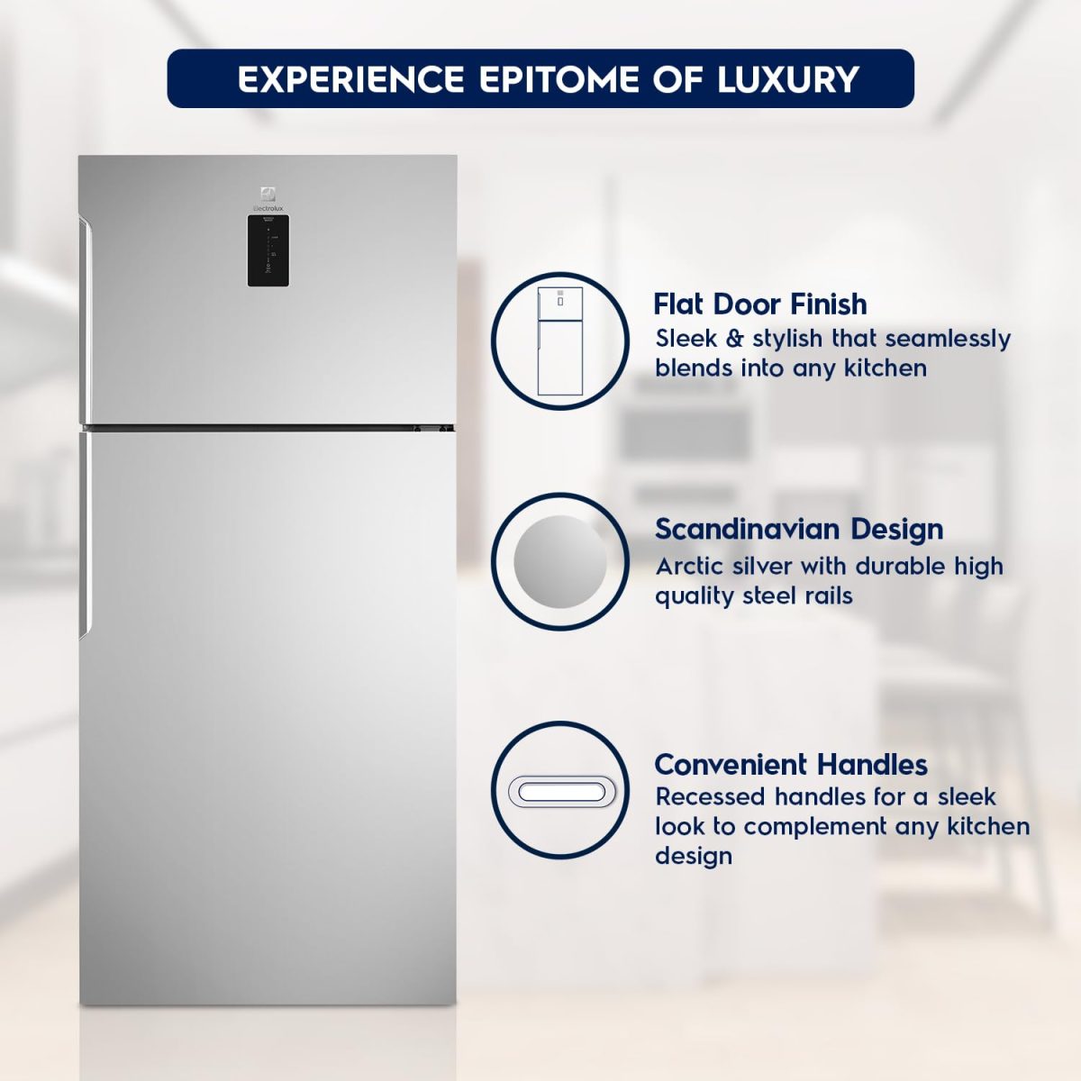 Electrolux 461L Frost Free Inverter Double Door Refrigerator, Top Freezer, TasteLockAuto & TasteGuard Technology, Arctic Silver Steel, UltimateTaste 500, ETB4600C-A - Image 5