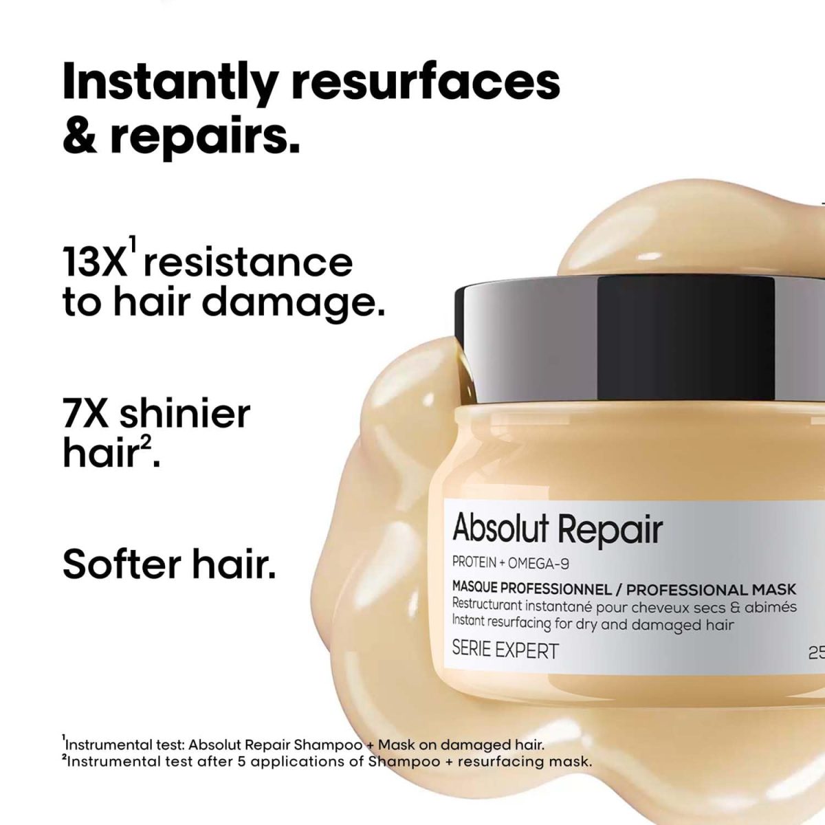 L'Oréal Professionnel Absolut Repair Mask for Dry & Damaged Hair - 250ml | Professional mask for Strengthening and Repairing Hair, With Protein & Omega-9, For Men & Women - Image 2