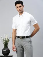 RAMRAJ Mens Cotton Spread Collar Solid White Half Sleeve Formal Shirt - Image 5