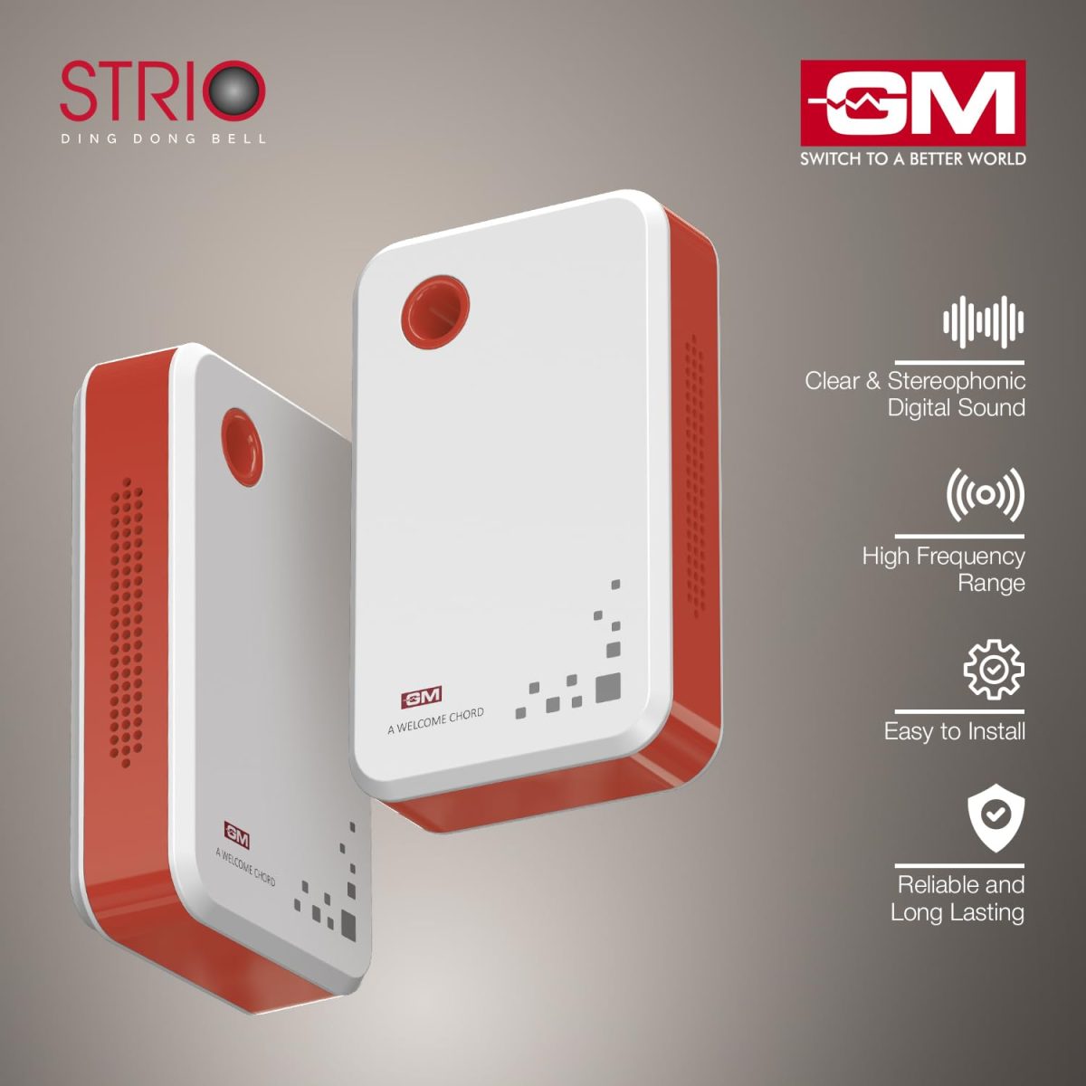 GM 4008 Strio Stereophonic Ring Doorbell, Wall-Mounted Ding Dong Bell, Soothing Chime Suitable for Hotel Rooms and Homes. (Pack of 1) - Image 5
