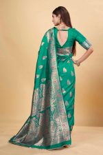 Sugathari Women's Navy Blue kanjivaram banarasi silk saree for Patola festival Wedding silk with rich pallu Design sarees for women with blouse piece (San JM 4) - Image 3