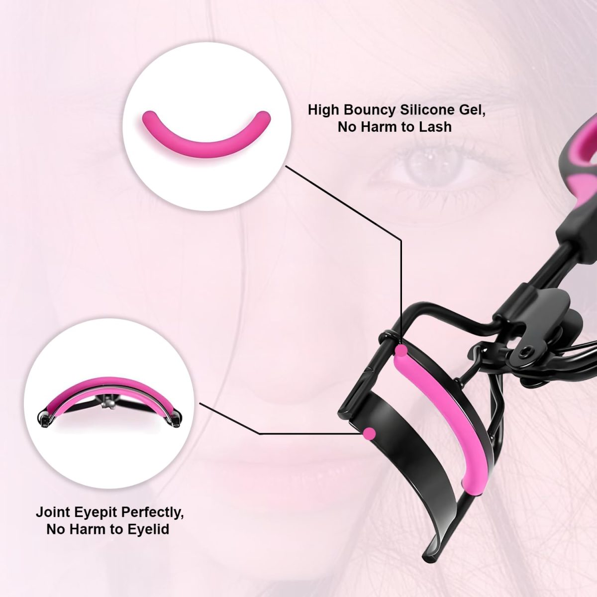 GLUN® Professional Eyelash Curler, Rubber Gripped Stainless Steel Wide Angle Lash Curler, Beauty Makeup Tool Universal Eye Shapes, Painless Fits Get Gorgeous Eyelashes in Seconds - Image 6
