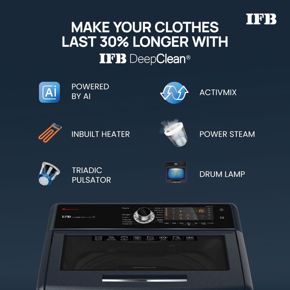 IFB 10 Kg 5 Star AI Powered Fully Automatic Top Load Washing Machine (TL S4RBS 10.0 Kg Aqua, Sparkle Silver, 2X Power Steam, 4 Years Comprehensive Warranty) - Image 2