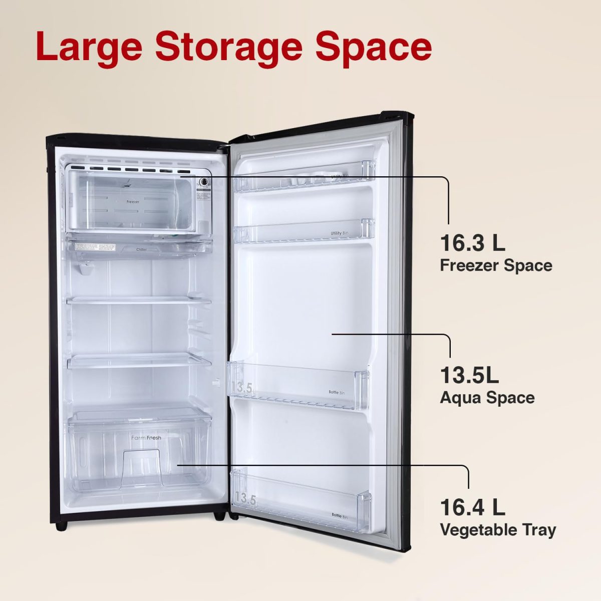 Godrej 180 L 4 Star Turbo Cooling Technology, 24 Days Farm Freshness Direct Cool Single Door Refrigerator (RD EDGENEO 207D THF MP BL, Maple Blue) - Image 6