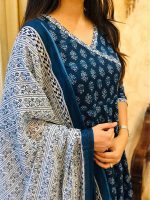 Pinkmint Women Printed Angarakha Kurta and Pant Set with Dupatta ll Wedding Suit Set ll Gift Kurta Set - Image 4