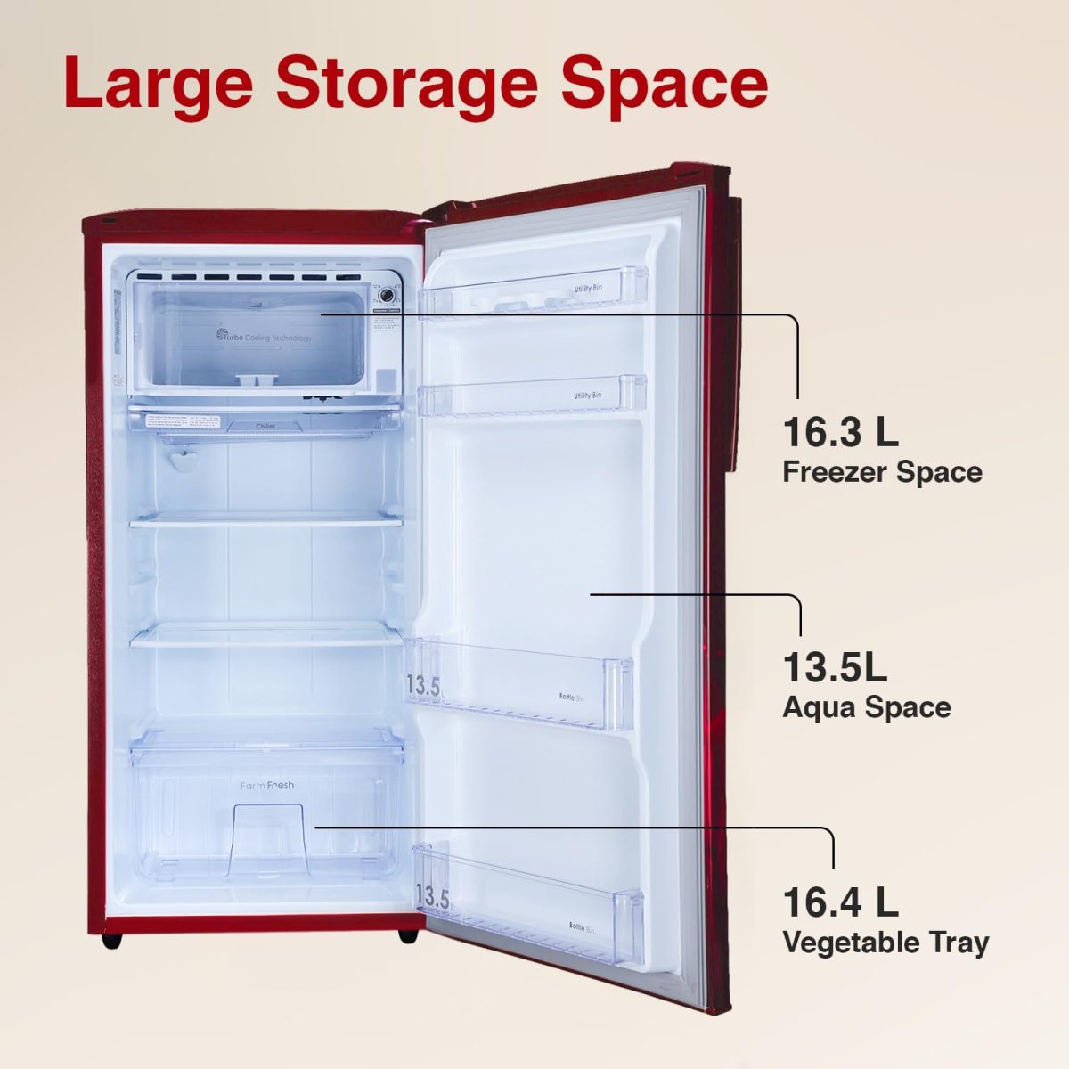 Godrej 180 L 5 Star Turbo Cooling Technology, 24 Days Farm Freshness Direct Cool Single Door Refrigerator (RD EDGENEO 207E THF MP WN, Maple Wine) - Image 6